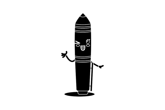 Back to School Pen Cartoon Silhouette for Creative Projects